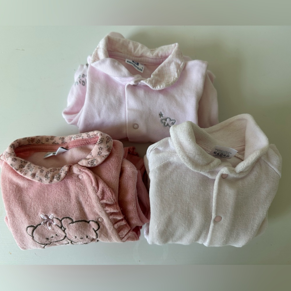 Bundle of 3 Baby Girl Footed Pajamas - 3M